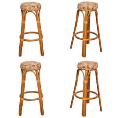 Set of Four Rattan Bar Stools
